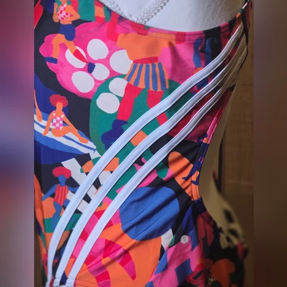Farm Rio Adidas One Piece Tank Swimsuit Size 18 - Picture 3 of 6